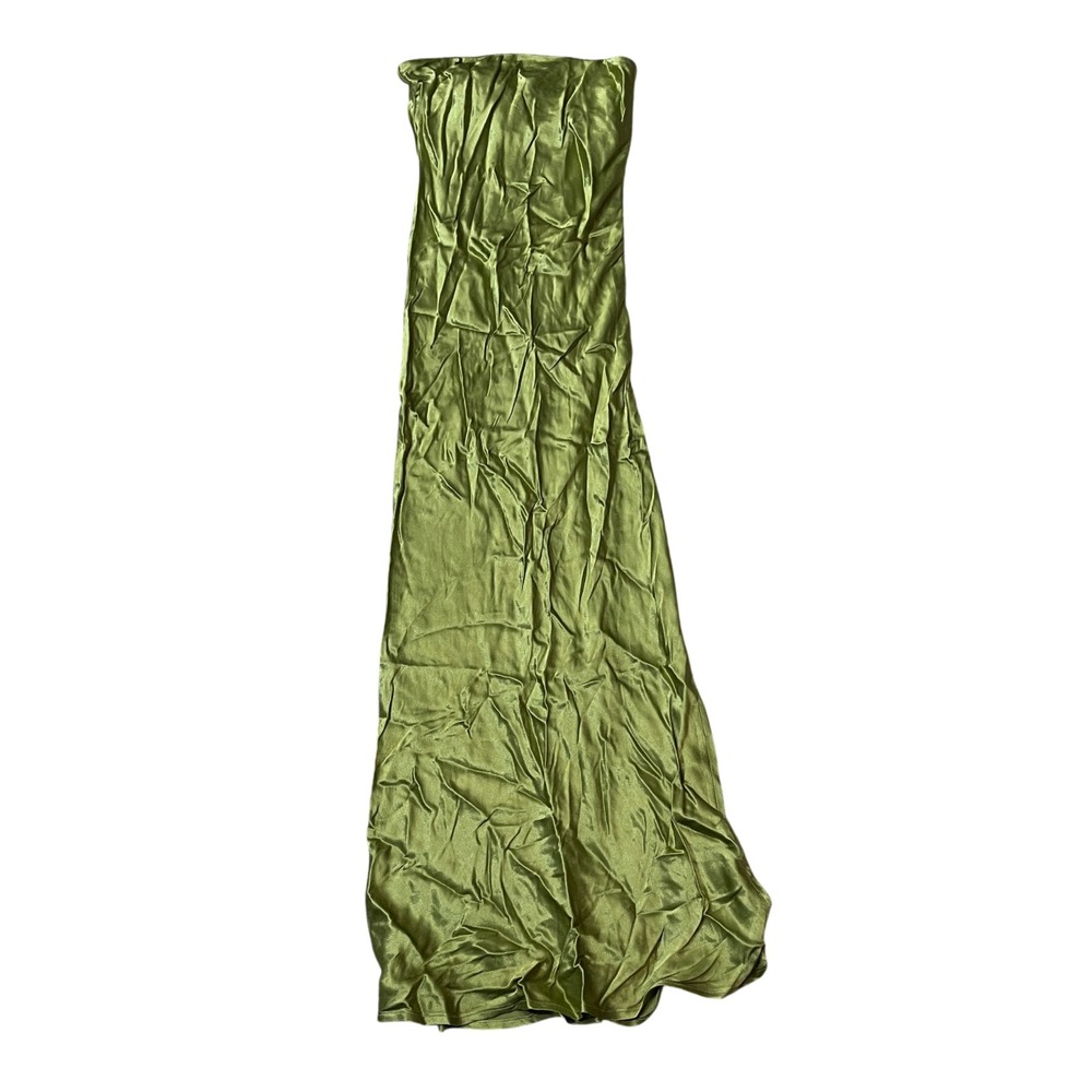 SNDYS Small Green Strapless Maxi Formal Dress Viscose Blend